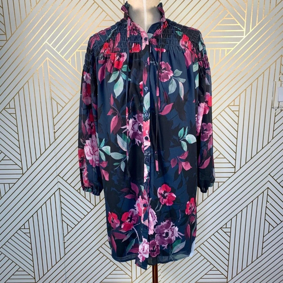 Yumi Kim Astoria Mock Neck Dress in Rialto Floral Button Up Chic Size XS - Picture 2 of 8